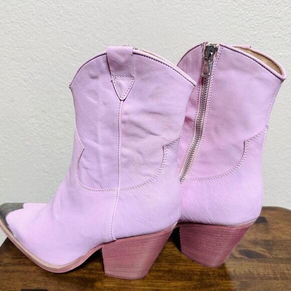 Free People Brayden Western Boot Leather Rose Pink 39/9 NEW - Picture 1 of 6